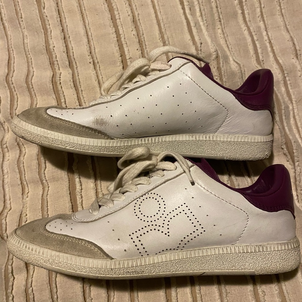 Isabel Marant ladies Bryce size 38; leather/suede, plum heel, lots of life left